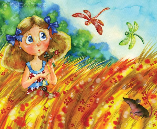 Весенняя девушка рисованная