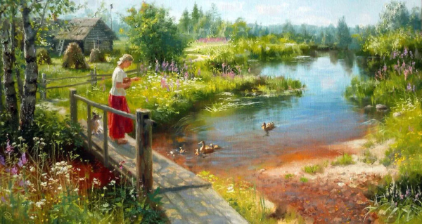 Художник Жданов Владимир Юрьевич лето в деревне картины