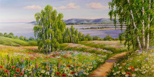 Летний пейзаж живопись Елена Самарская