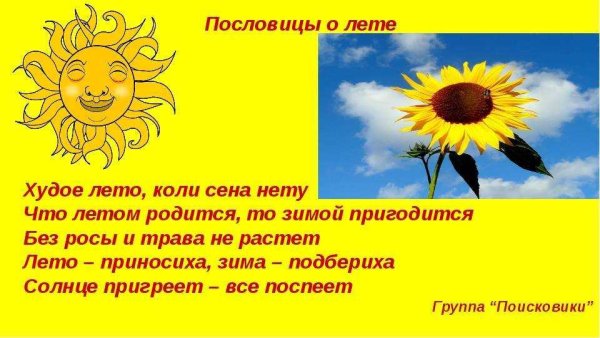 Приметы лета для детей