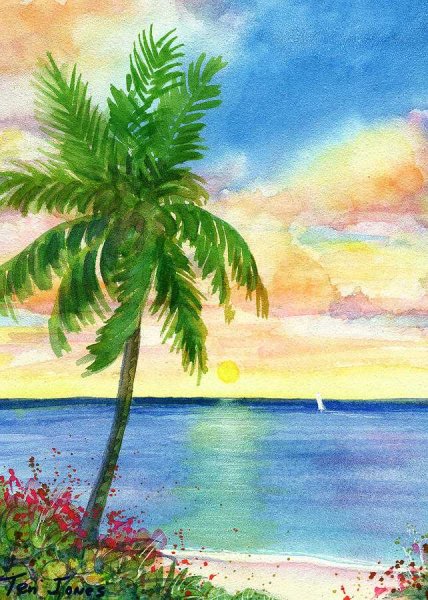 Весенний пейзаж гуашью