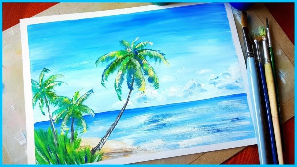 Морской пейзаж с пальмами