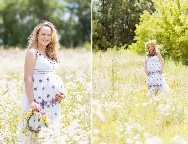 Фотосессия для беременных в ромашках