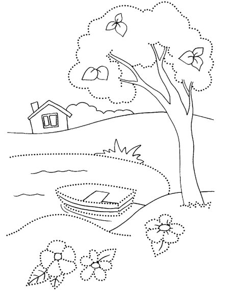 Летний пейзаж раскраска