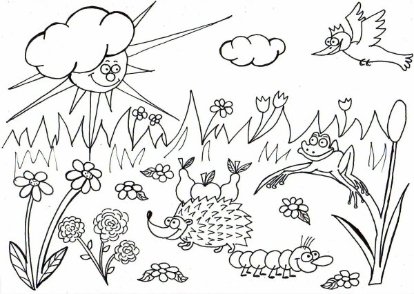 Лето раскраска для детей