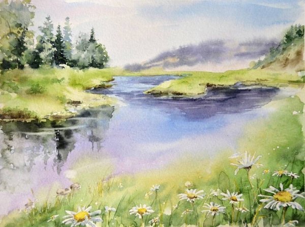 Природа акварелью