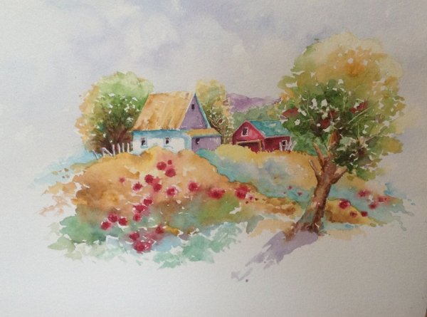 Милые пейзажи акварелью