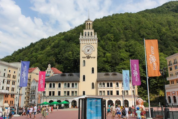 Башня с часами на роза Хутор рисунок