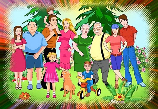 Силуэт счастливой семьи