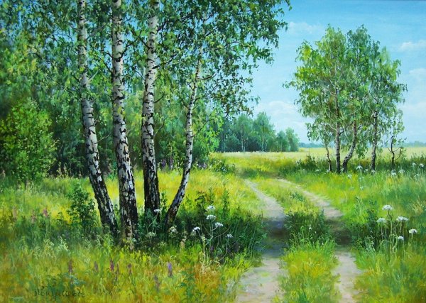 Березовая роща опушка