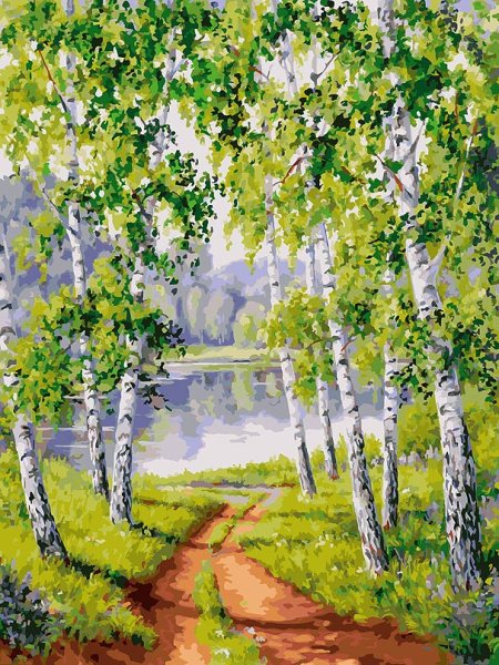 Пейзаж лето гуашью для начинающих