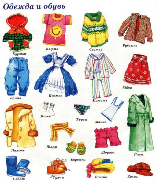 Одежда карточки для детей