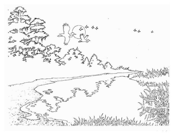 Пейзаж для раскрашивания детям