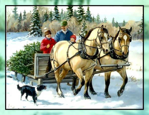 Тройка запряженная в сани