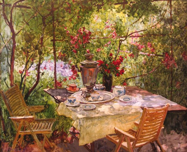 Семья на веранде