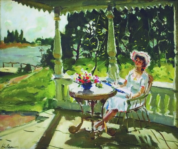 Чаепитие на веранде на даче