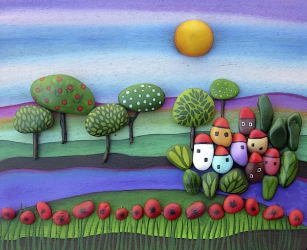 Картины из морских камней Мишель Буфалини