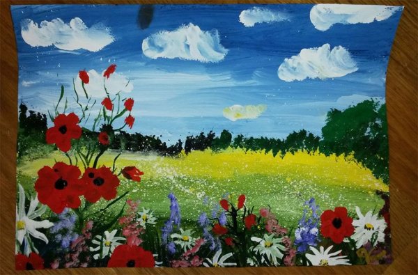 Рисунок лето красками