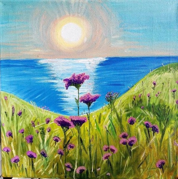 Летний пейзаж гуашью