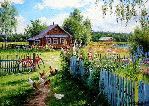 Деревенский домик летом