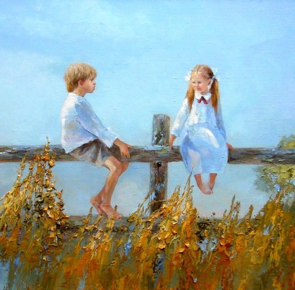 Мальчик и девочка живопись
