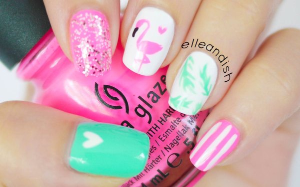 Маникюр летний яркий девочке