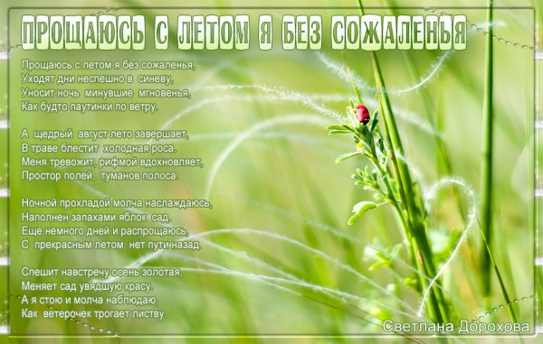 Стихотворение прощание с летом