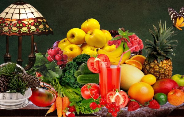 Сочные фрукты и овощи