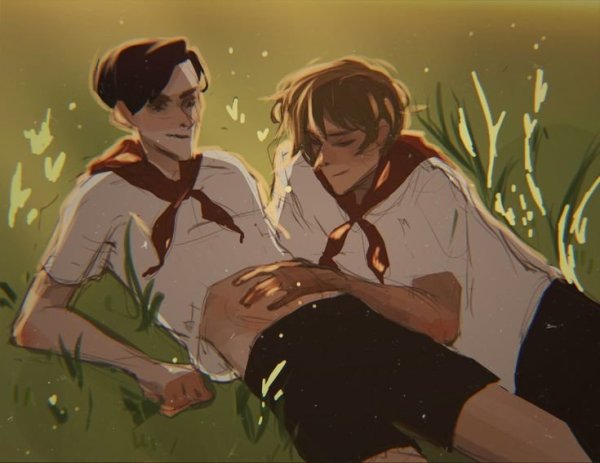 Юра и Володя лето в Пионерском галстуке арт