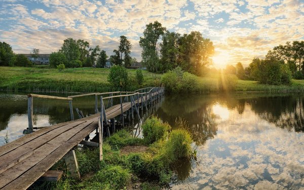 Село природа река лес деревня