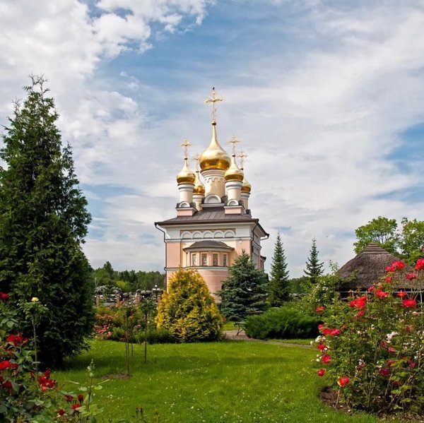 Цветы около храма