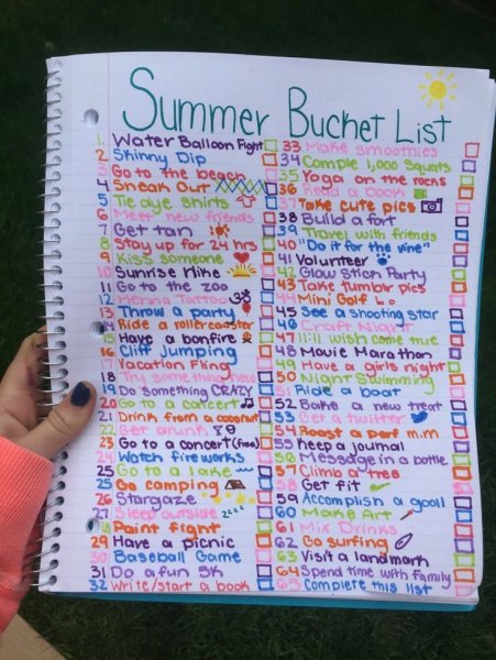 Идеи для списка дел на лето