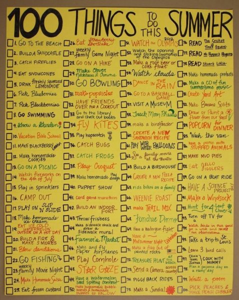 Идеи на лето список