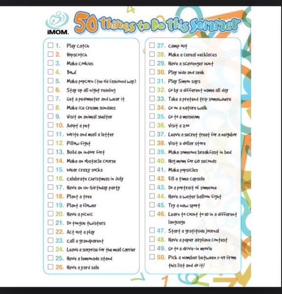 Список дел на лето для семьи