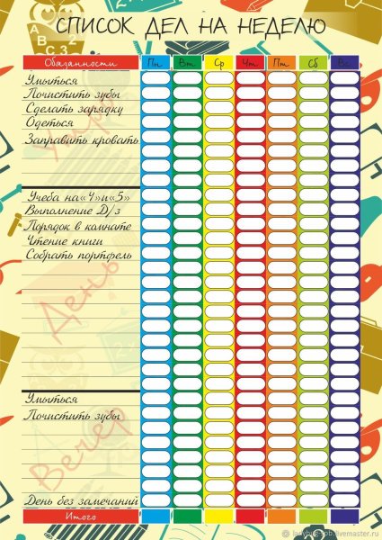 Список дел на неделю