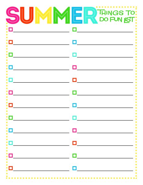 Список дел на лето