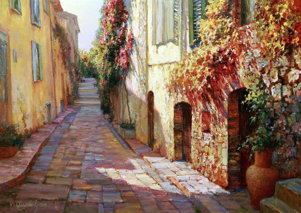 Старый город Прага картина Юрий Обуховский