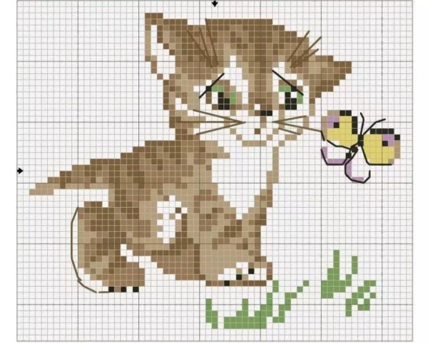 Вышивка крестиком котенок