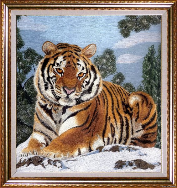 Вышивка тигр