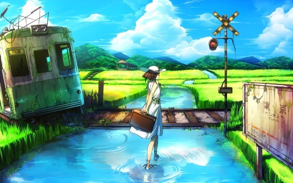 Аниме девушка природа