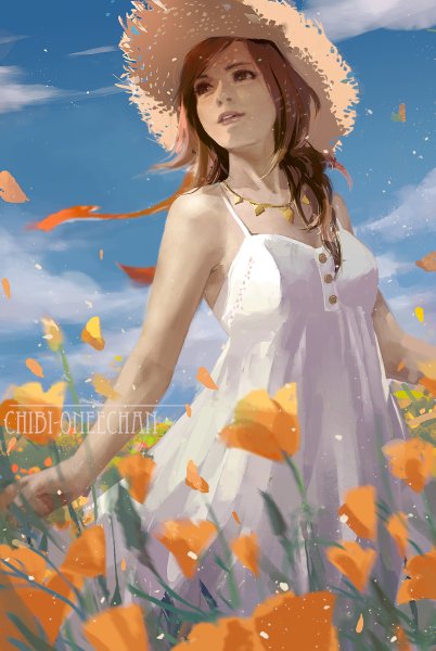 Девушка в летней шляпе арт