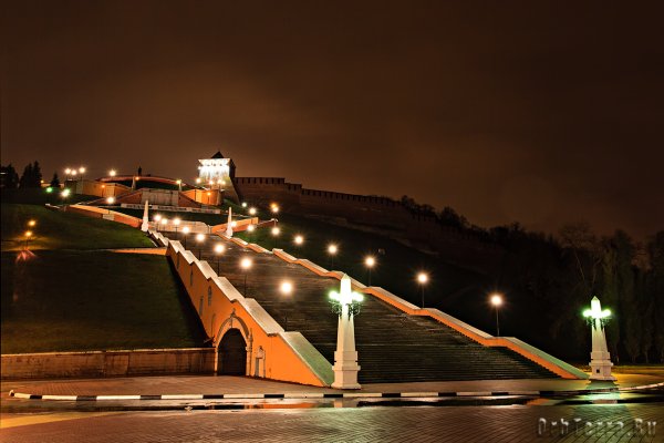 Ночной Нижний Новгород Чкаловская лестница