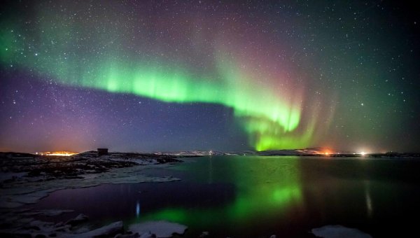 Город Печора Республика Коми Северное сияние