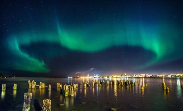 Город Печора Республика Коми Северное сияние