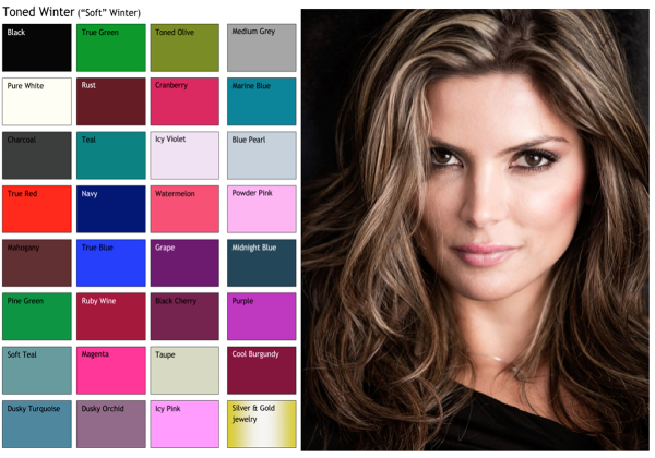 Тёмная зима цветотип палитра