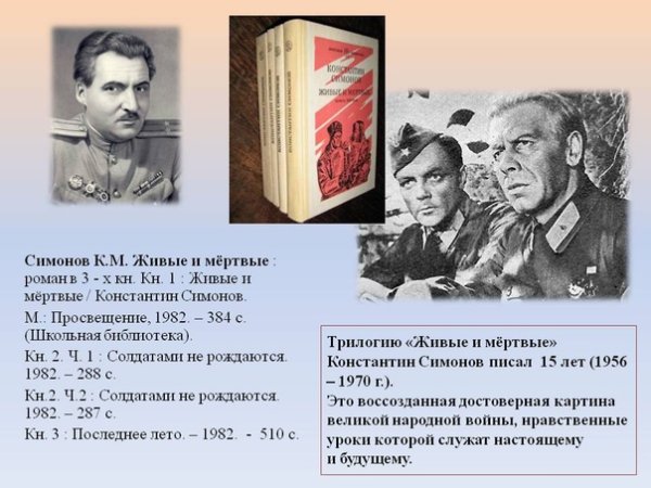 К М Симонов Роман живые и мертвые