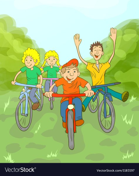 Дети катаются на великах