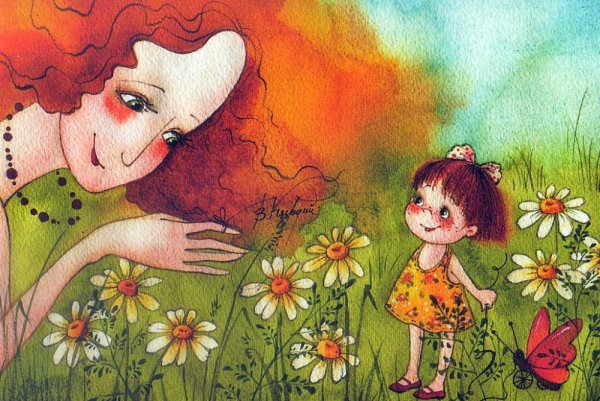 Рыжая кудрявая со спины