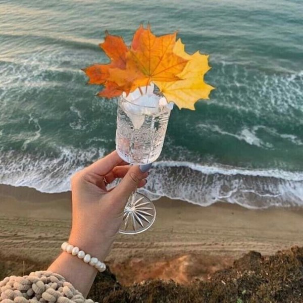 Шампанское в фужерах осенью