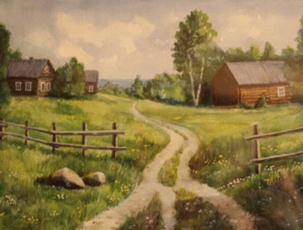 Деревня рисунок